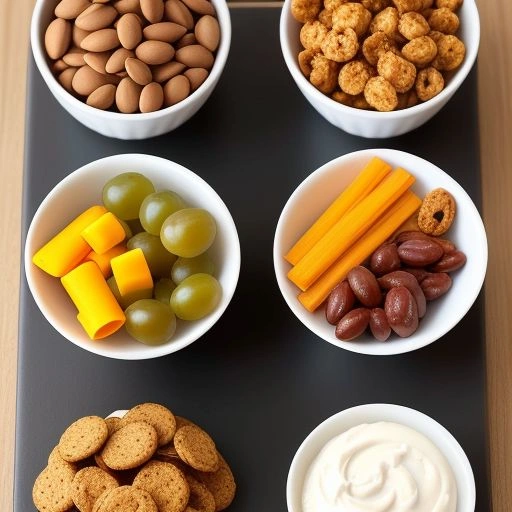 A variety of snacks for different needs such as pre-workout, post-workout, and brain-boosting options.