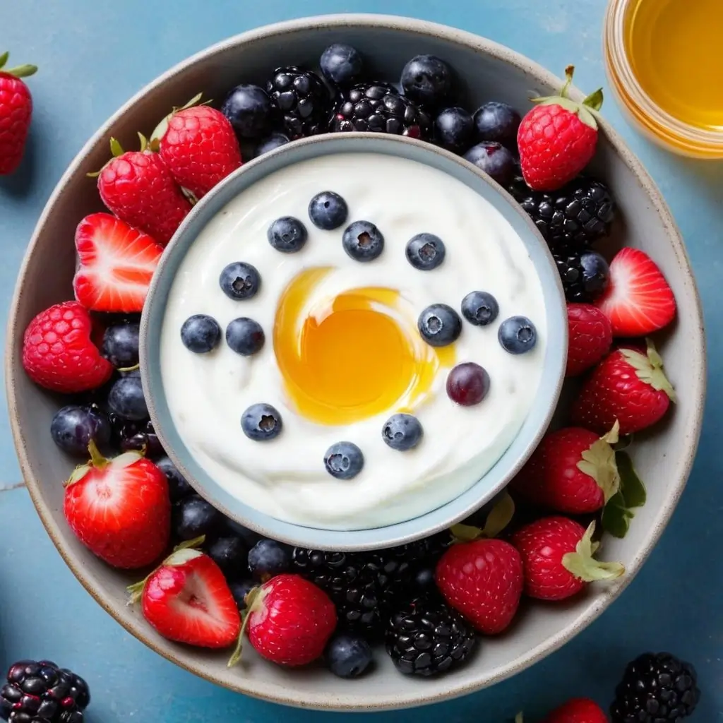Greek yogurt with berries and honey
