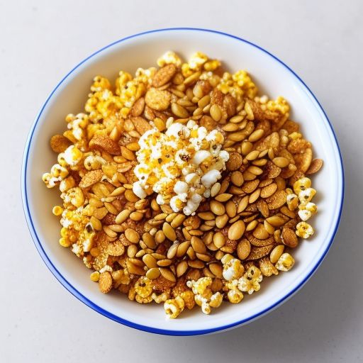 Healthy snack mix with popcorn and seeds