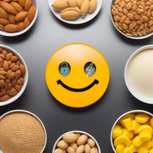 Healthy snacks like fruits, nuts, and whole grains, promoting energy and focus.