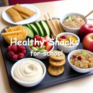 Assorted healthy school snacks arranged on a table