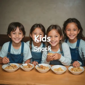 healthy snacks enjoyed by smiling kids