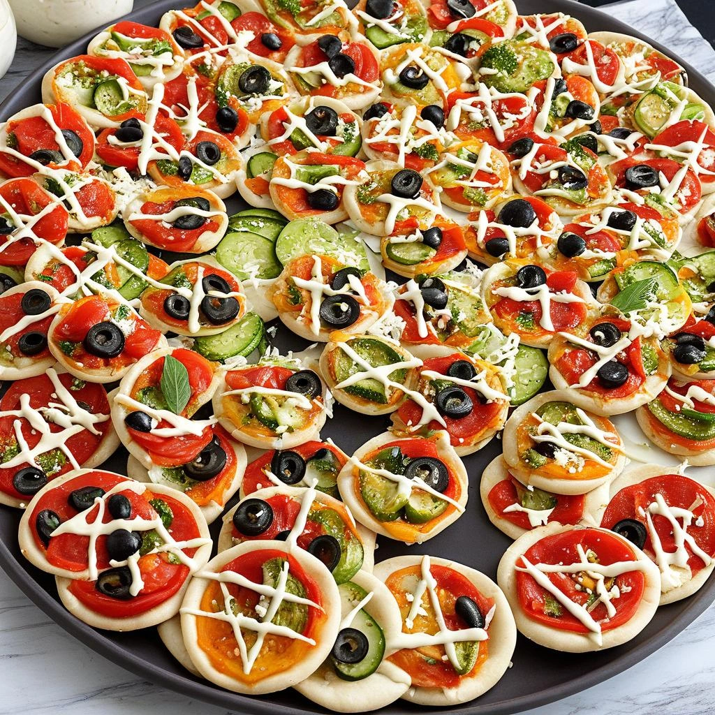 Mini veggie pizzas with colorful bell peppers, cherry tomatoes, spinach, and melted cheese on whole grain English muffins