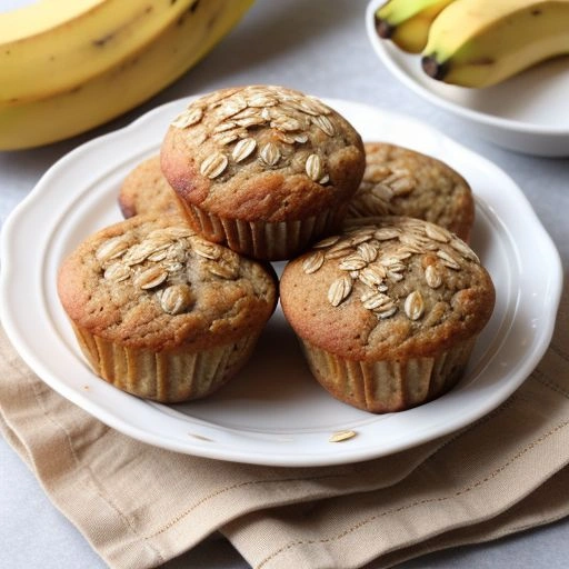 Banana oat muffins made with natural ingredients like ripe bananas, oats, and almond flour, topped with a hint of cinnamon.